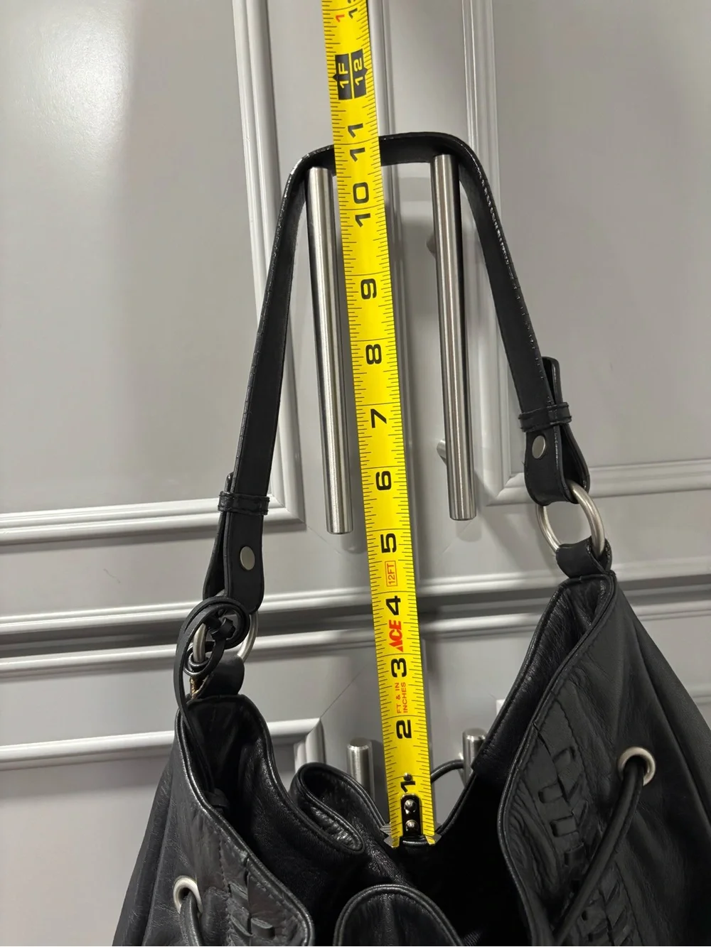 Vintage LAUREN Ralph Lauren Black Leather Braided Hobo Bag Purse MINT